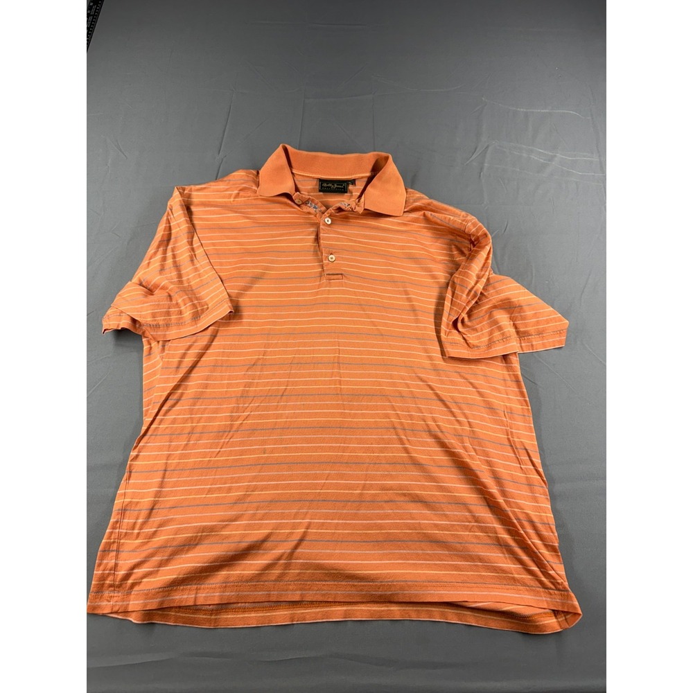 Bobby Jones Collection Polo Shirt Mens XL Orange Striped Golf Short Sleeve